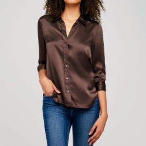 L'AGENCE Dani Blouse in Dark Cocoa